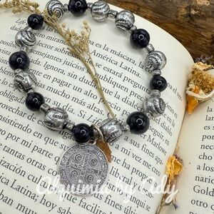 Alquimia Silver and Sandstone Beaded Bracelet